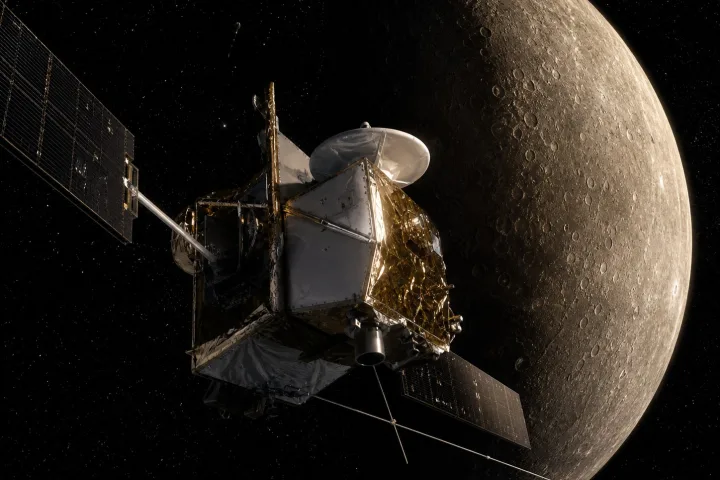 La sonda BepiColombo in viaggio verso Mercurio, rappresentazione scientifica ESA JAXA