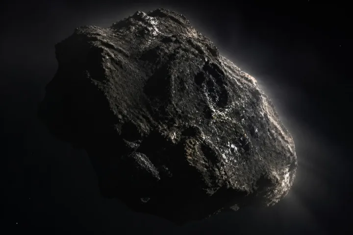 La cometa di Halley con la sua caratteristica coda luminosa nel cielo notturno, immagine reale