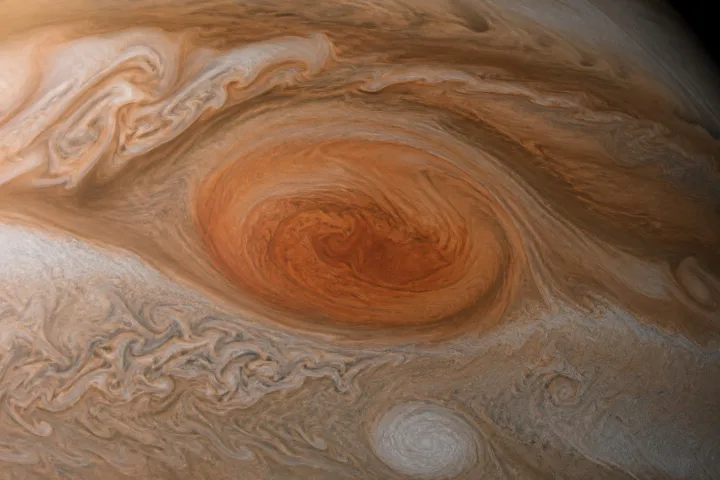 La Grande Macchia Rossa di Giove fotografata da una sonda spaziale, immagine reale NASA