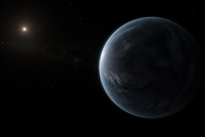 Rappresentazione artistica dell'ipotetico Pianeta Nove nelle regioni remote del Sistema Solare, immagine scientifica