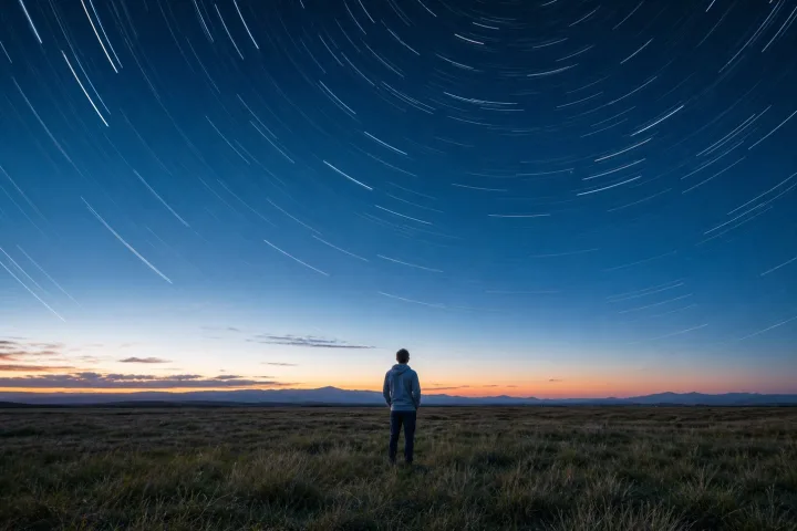 Terra vista dallo spazio con luci notturne, che mostra la rotazione, fotografico realistico