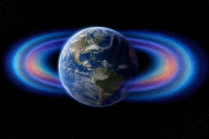 Rappresentazione scientifica delle fasce di Van Allen intorno alla Terra