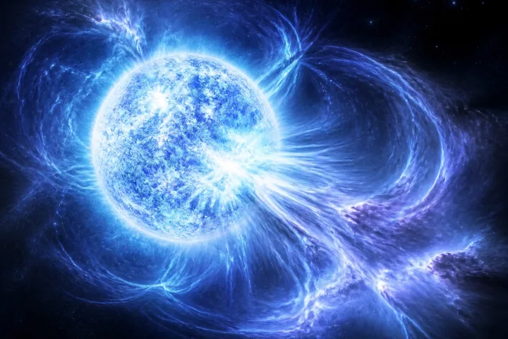 Rappresentazione artistica di una stella Wolf-Rayet con i suoi intensi venti stellari, immagine scientifica NASA