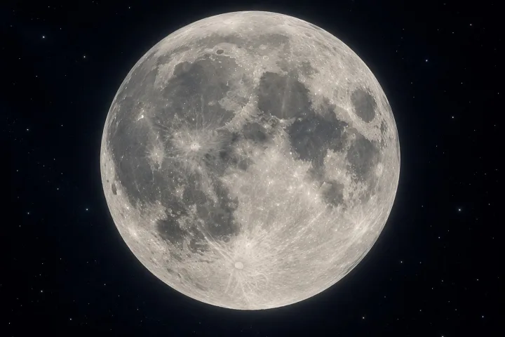 Confronto fotografico tra una Luna piena vicina e una Luna piena lontana nel cielo notturno