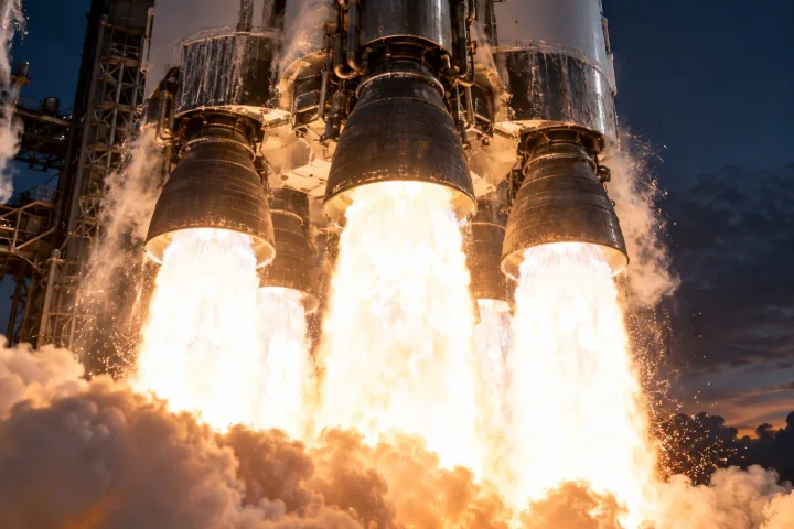 Un razzo spaziale che accelera per raggiungere la velocità di fuga necessaria a lasciare la gravità terrestre