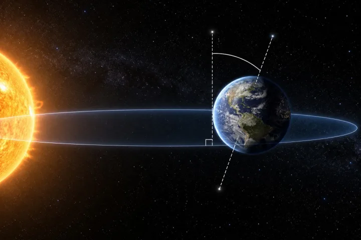 Diagramma scientifico dell'inclinazione dell'asse terrestre stabilizzata dalla gravità della Luna