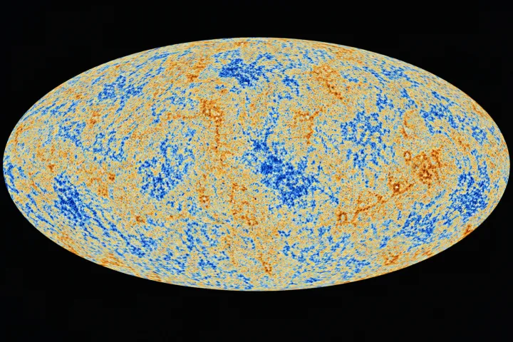 Rappresentazione scientifica dell'inflazione cosmica, con un piccolo punto luminoso che si espande rapidamente in un universo enorme